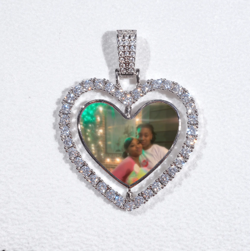 3D Spinning 2-Faced Heart Custom Picture Pendant
