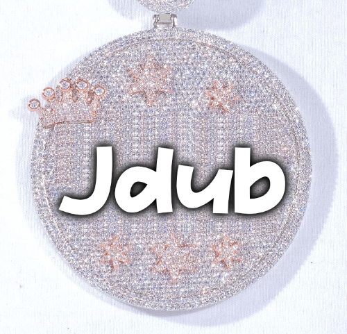 CUSTOM LETTER NECKLACE 3D BIG CROWN DISC