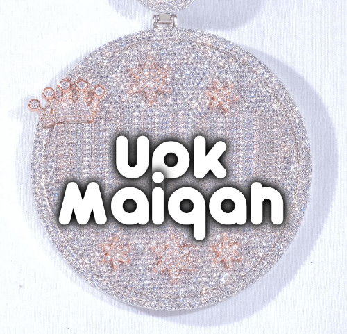 CUSTOM LETTER NECKLACE 3D BIG CROWN DISC
