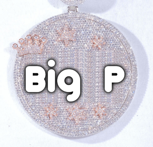 CUSTOM LETTER NECKLACE 3D BIG CROWN DISC