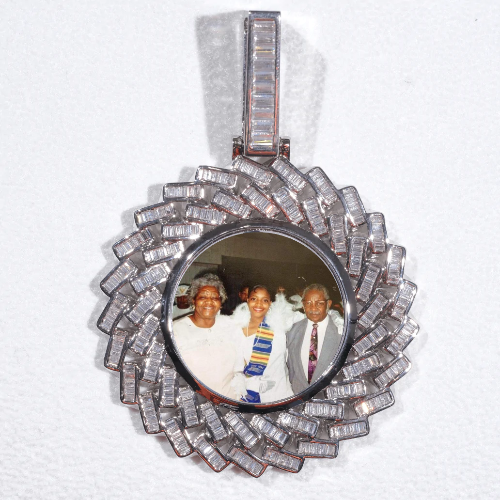 Large 3D Baguette Custom Picture Pendant