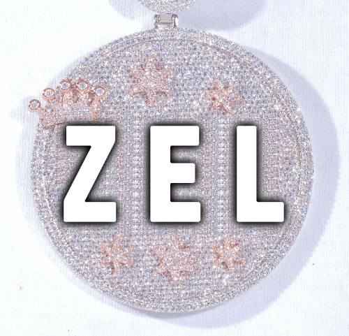 CUSTOM LETTER NECKLACE 3D BIG CROWN DISC