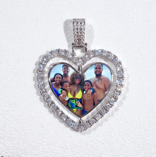 3D Spinning 2-Faced Heart Custom Picture Pendant