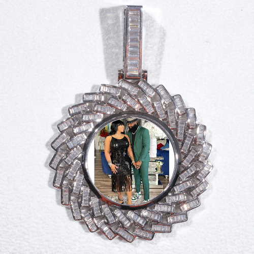 Large 3D Baguette Custom Picture Pendant