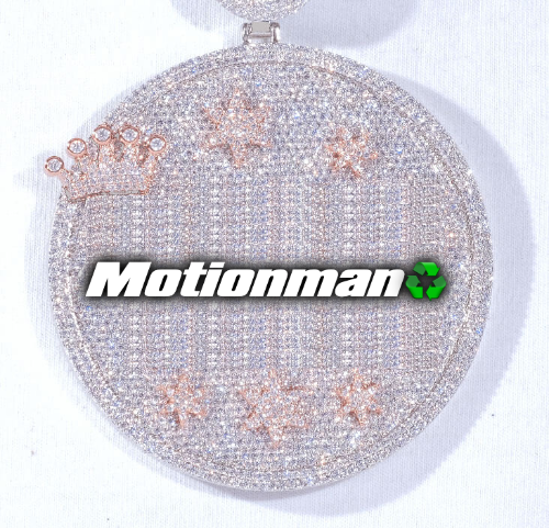 CUSTOM LETTER NECKLACE 3D BIG CROWN DISC