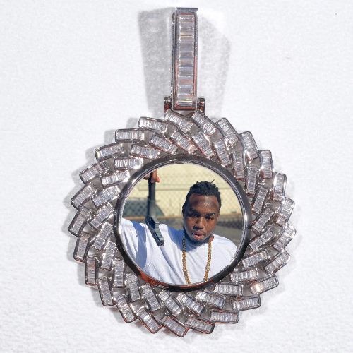 Large 3D Baguette Custom Picture Pendant