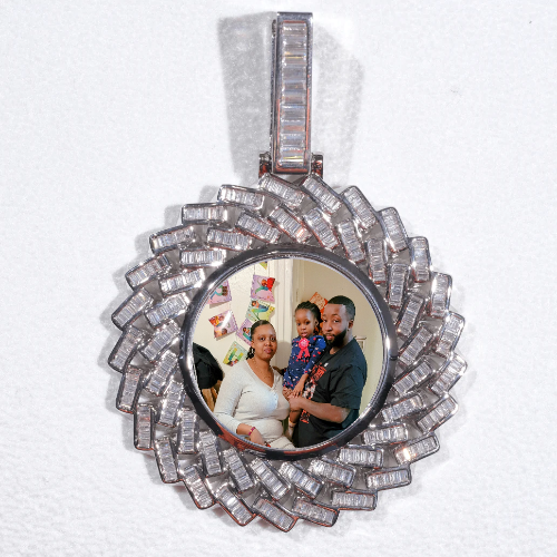Large 3D Baguette Custom Picture Pendant