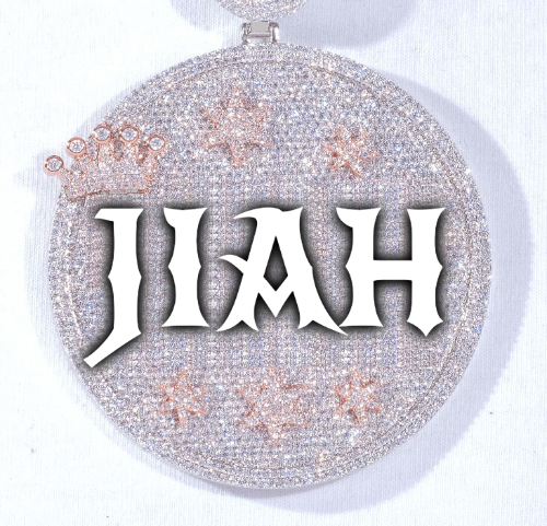 CUSTOM LETTER NECKLACE 3D BIG CROWN DISC
