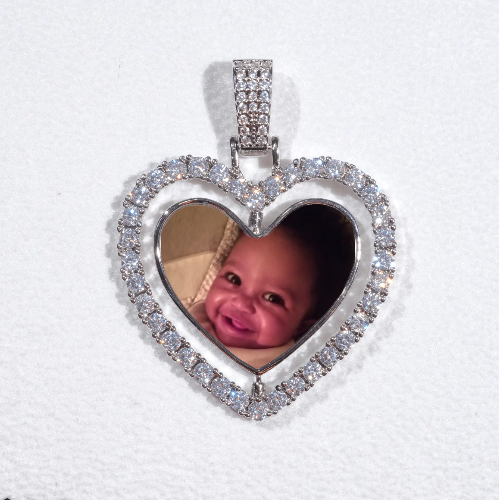 3D Spinning 2-Faced Heart Custom Picture Pendant