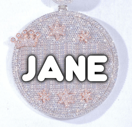 CUSTOM LETTER NECKLACE 3D BIG CROWN DISC