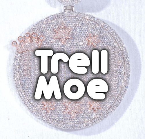 CUSTOM LETTER NECKLACE 3D BIG CROWN DISC