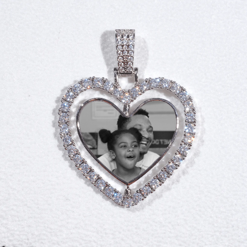 3D Spinning 2-Faced Heart Custom Picture Pendant