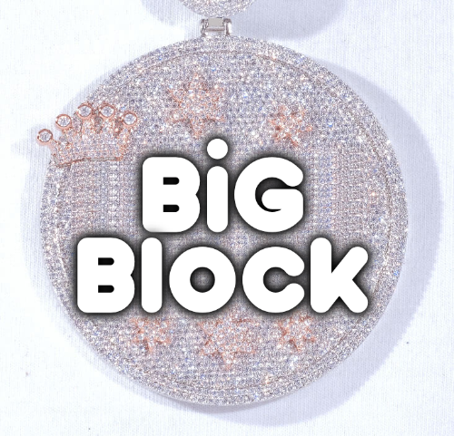 CUSTOM LETTER NECKLACE 3D BIG CROWN DISC