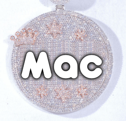 CUSTOM LETTER NECKLACE 3D BIG CROWN DISC