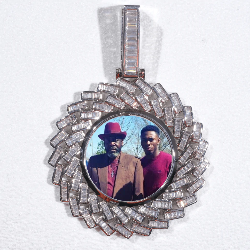Large 3D Baguette Custom Picture Pendant
