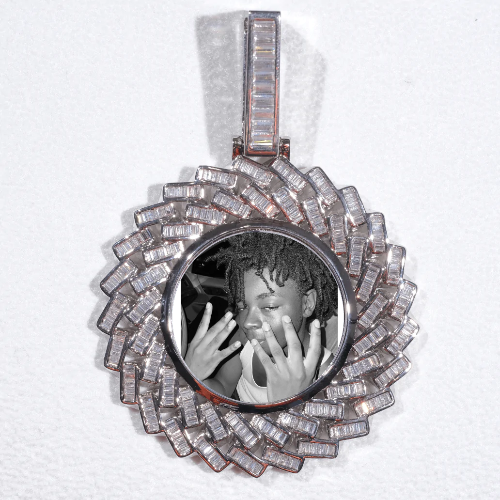 Large 3D Baguette Custom Picture Pendant