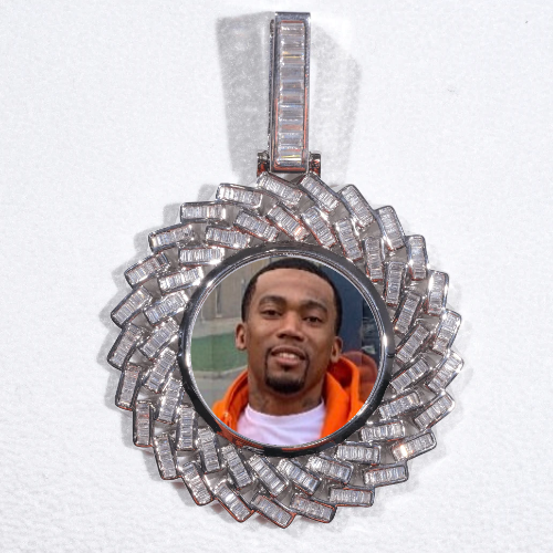Large 3D Baguette Custom Picture Pendant