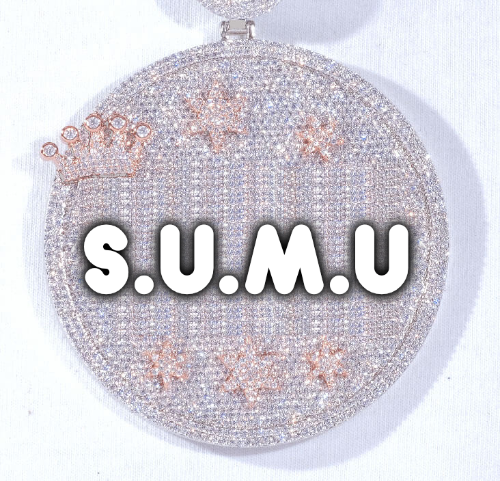 CUSTOM LETTER NECKLACE 3D BIG CROWN DISC