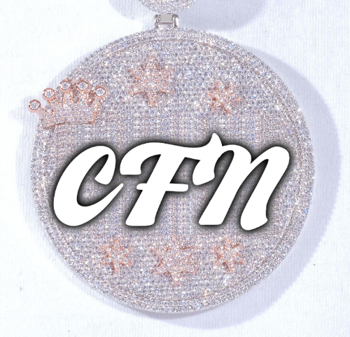 CUSTOM LETTER NECKLACE 3D BIG CROWN DISC