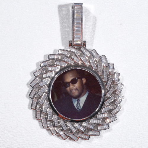 Large 3D Baguette Custom Picture Pendant
