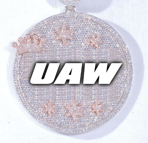 CUSTOM LETTER NECKLACE 3D BIG CROWN DISC
