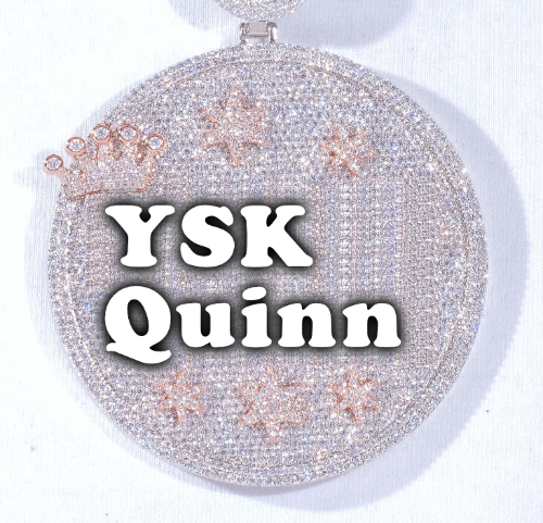 CUSTOM LETTER NECKLACE 3D BIG CROWN DISC