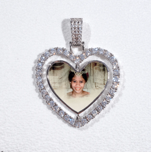 3D Spinning 2-Faced Heart Custom Picture Pendant