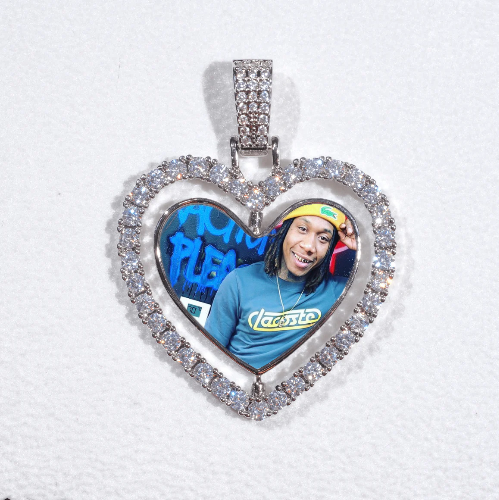 3D Spinning 2-Faced Heart Custom Picture Pendant