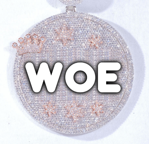 CUSTOM LETTER NECKLACE 3D BIG CROWN DISC