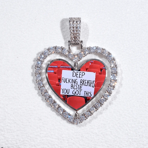 3D Spinning 2-Faced Heart Custom Picture Pendant