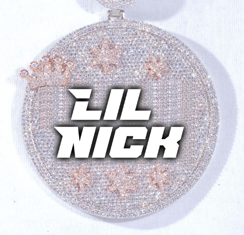 CUSTOM LETTER NECKLACE 3D BIG CROWN DISC