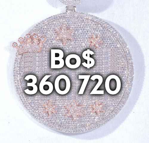 CUSTOM LETTER NECKLACE 3D BIG CROWN DISC