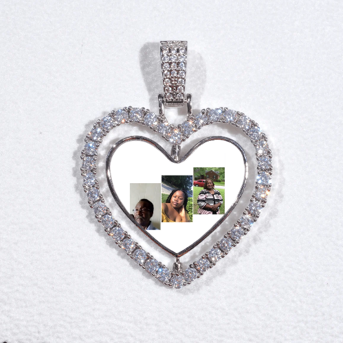 3D Spinning 2-Faced Heart Custom Picture Pendant