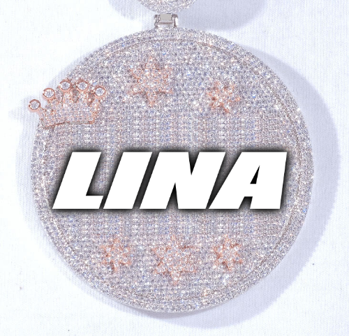 CUSTOM LETTER NECKLACE 3D BIG CROWN DISC
