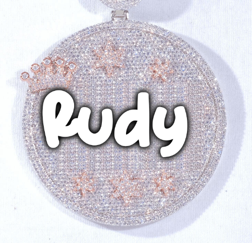 CUSTOM LETTER NECKLACE 3D BIG CROWN DISC