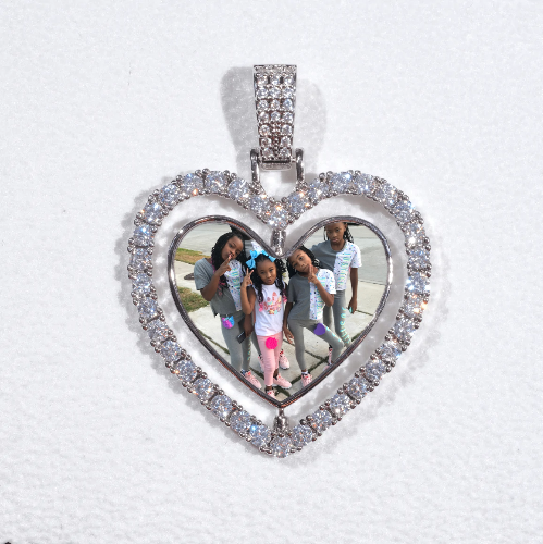 3D Spinning 2-Faced Heart Custom Picture Pendant