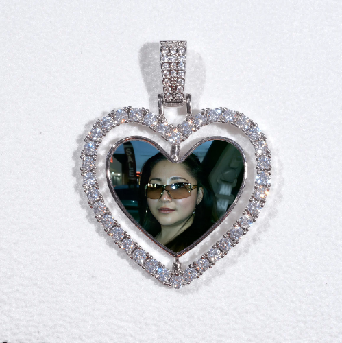 3D Spinning 2-Faced Heart Custom Picture Pendant