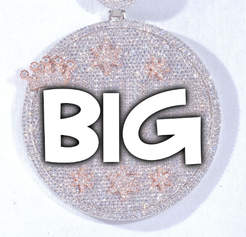 CUSTOM LETTER NECKLACE 3D BIG CROWN DISC