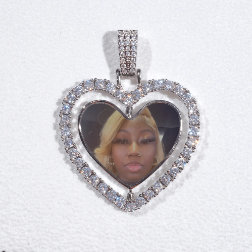 3D Spinning 2-Faced Heart Custom Picture Pendant