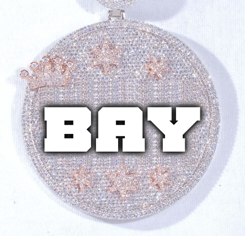 CUSTOM LETTER NECKLACE 3D BIG CROWN DISC