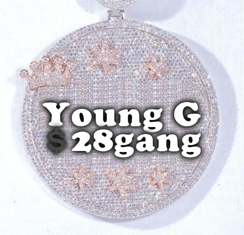CUSTOM LETTER NECKLACE 3D BIG CROWN DISC