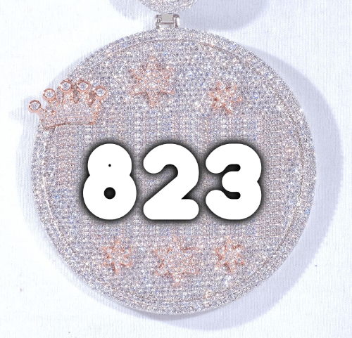 CUSTOM LETTER NECKLACE 3D BIG CROWN DISC