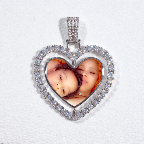 3D Spinning 2-Faced Heart Custom Picture Pendant