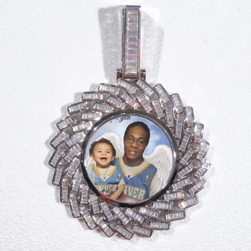 Large 3D Baguette Custom Picture Pendant