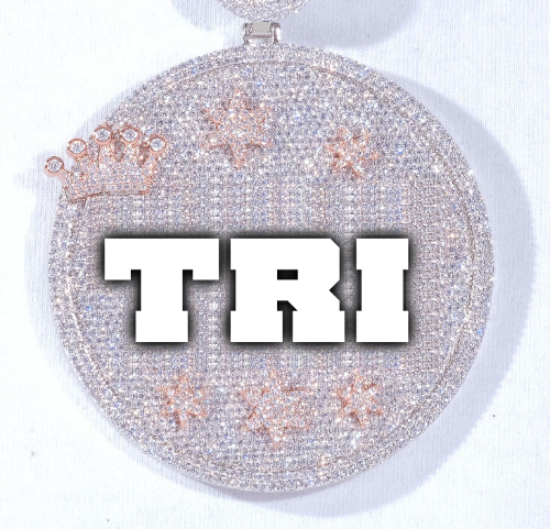 CUSTOM LETTER NECKLACE 3D BIG CROWN DISC