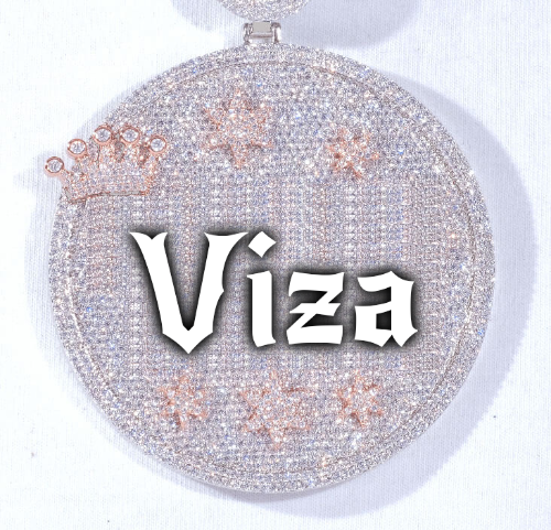 CUSTOM LETTER NECKLACE 3D BIG CROWN DISC