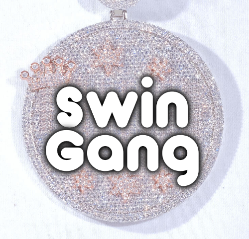 CUSTOM LETTER NECKLACE 3D BIG CROWN DISC