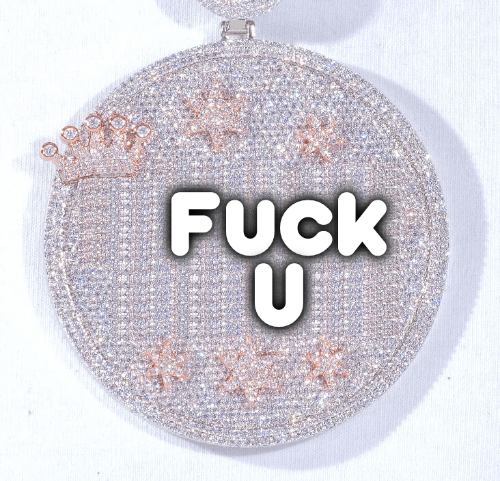 CUSTOM LETTER NECKLACE 3D BIG CROWN DISC