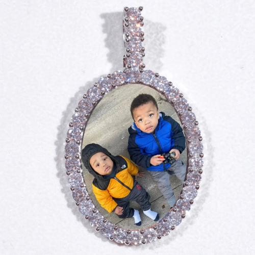Large 3D Oval Custom Picture Pendant