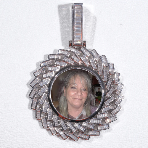 Large 3D Baguette Custom Picture Pendant